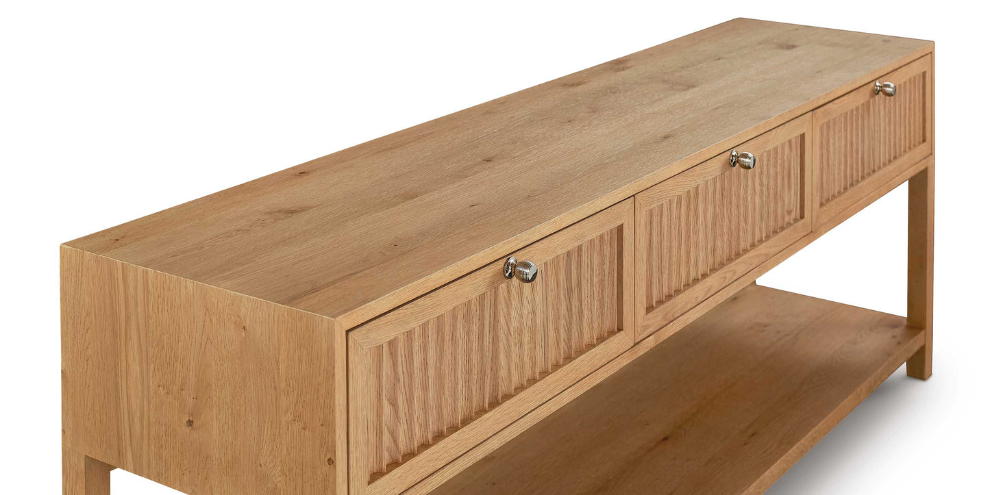 Bassett Newbury Low Console/Credenza — Natural White Oak, USA-Made — Natural finish