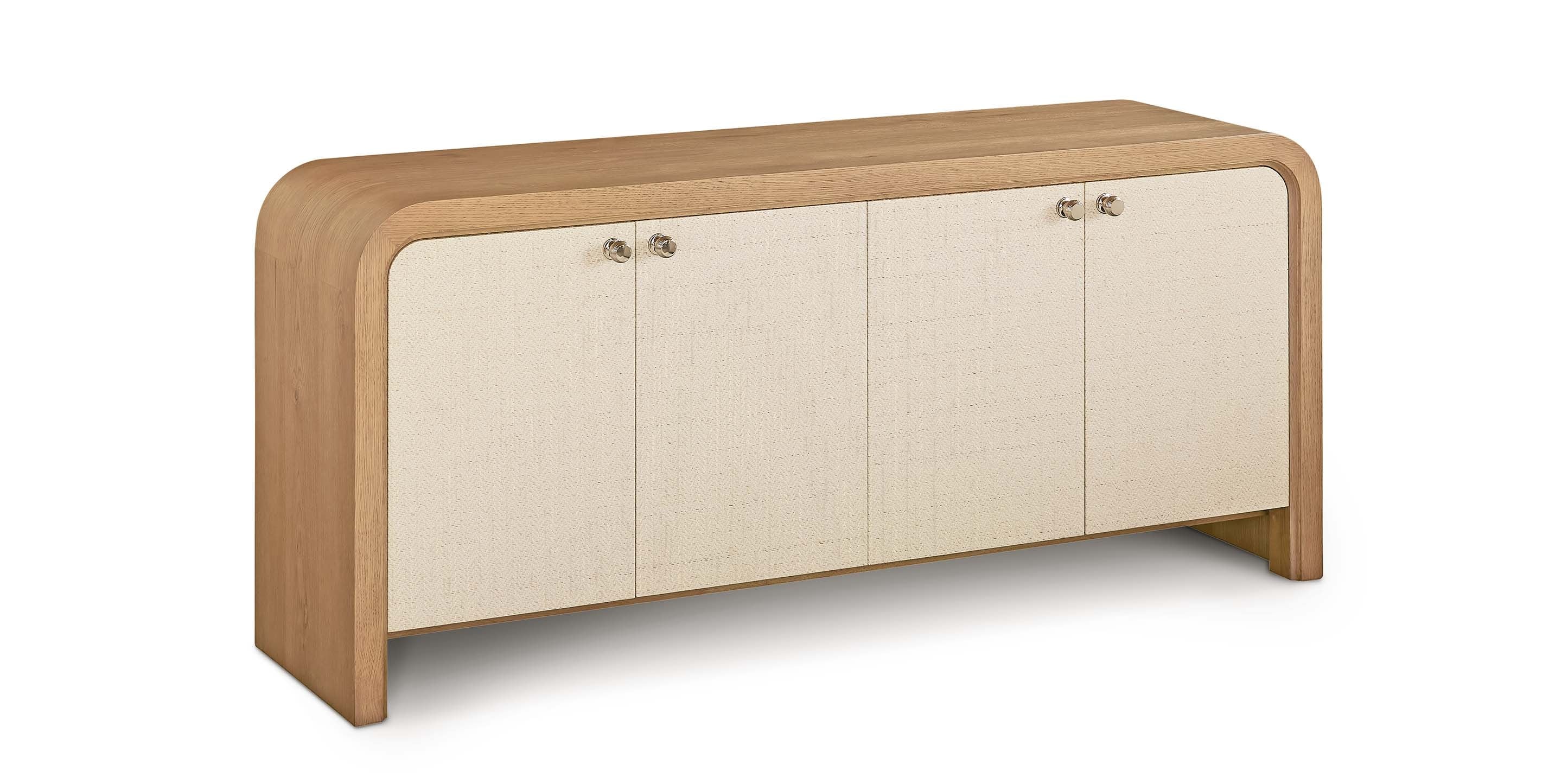 Bassett Newbury 4 Door Arched Console — Closed Storage, USA-Made — Natural finish