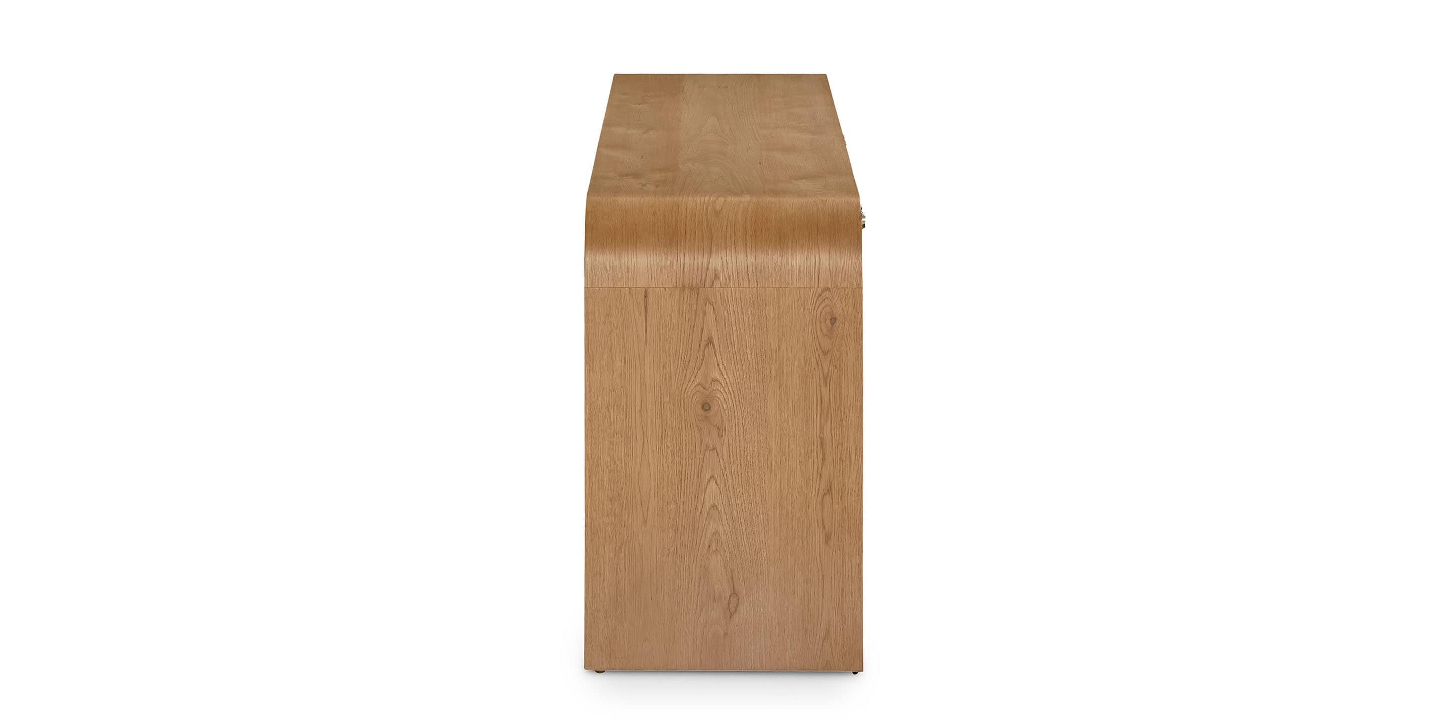 Bassett Newbury 4 Door Arched Console — Closed Storage, USA-Made — Natural finish