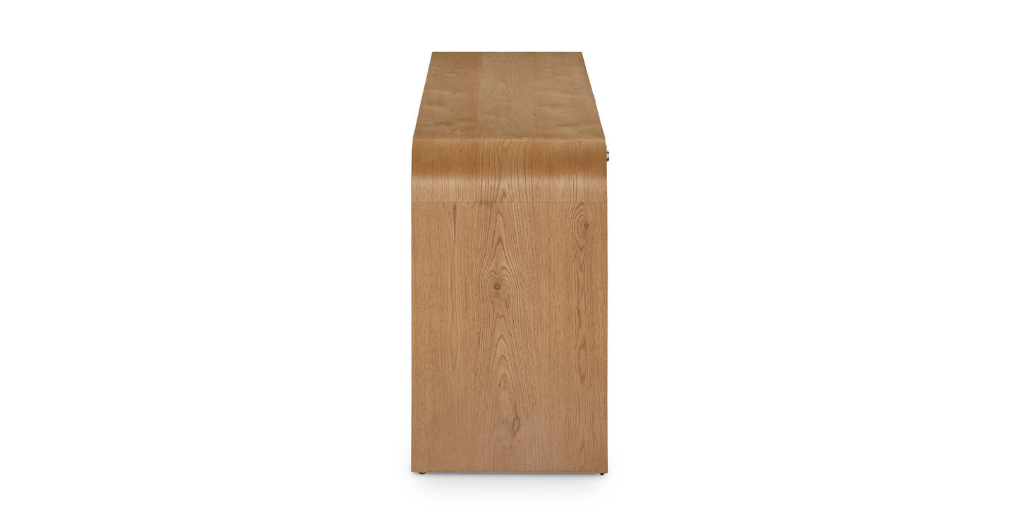 Bassett Newbury 4 Door Arched Console — Closed Storage, USA-Made — Natural finish