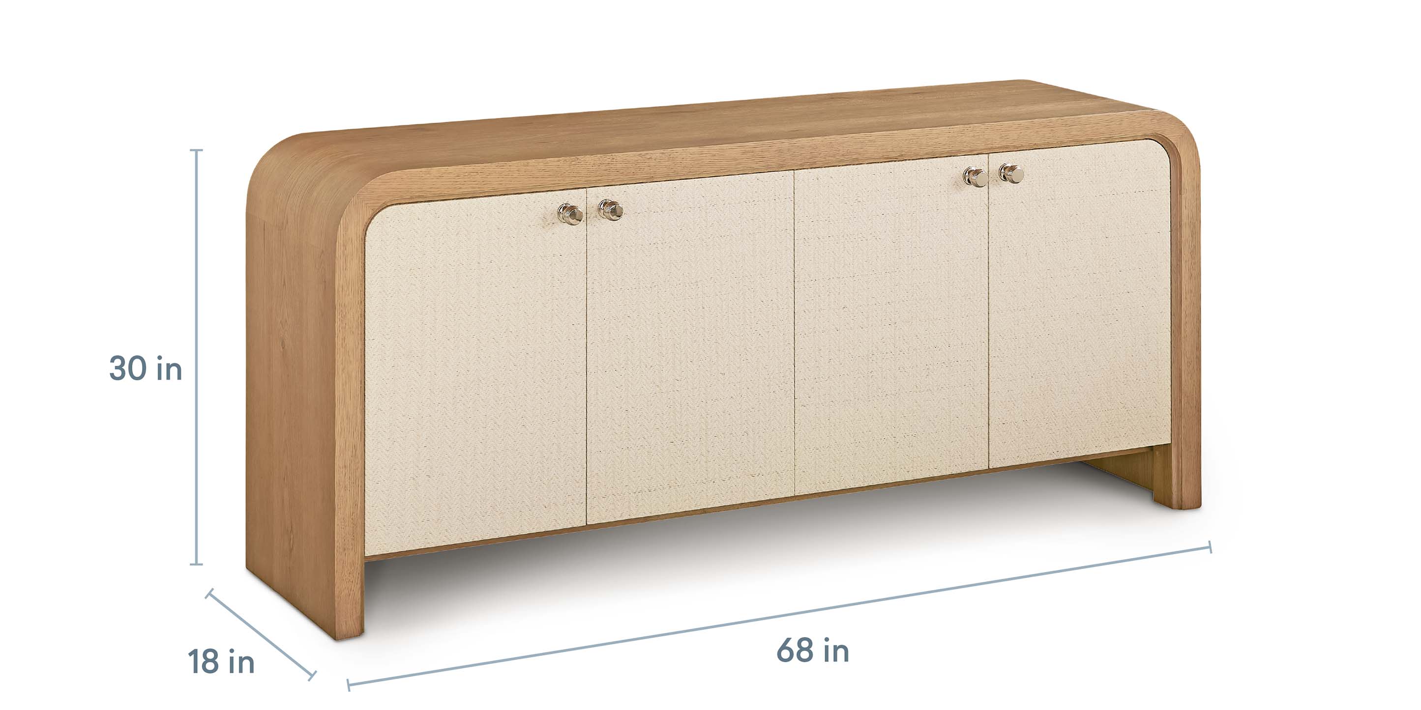 Bassett Newbury 4 Door Arched Console — Closed Storage, USA-Made — dimensions