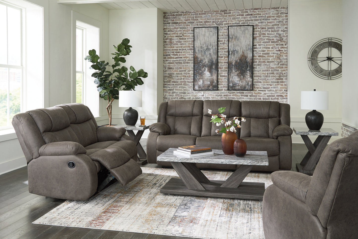 First Base Reclining Sofa, Loveseat and Recliner