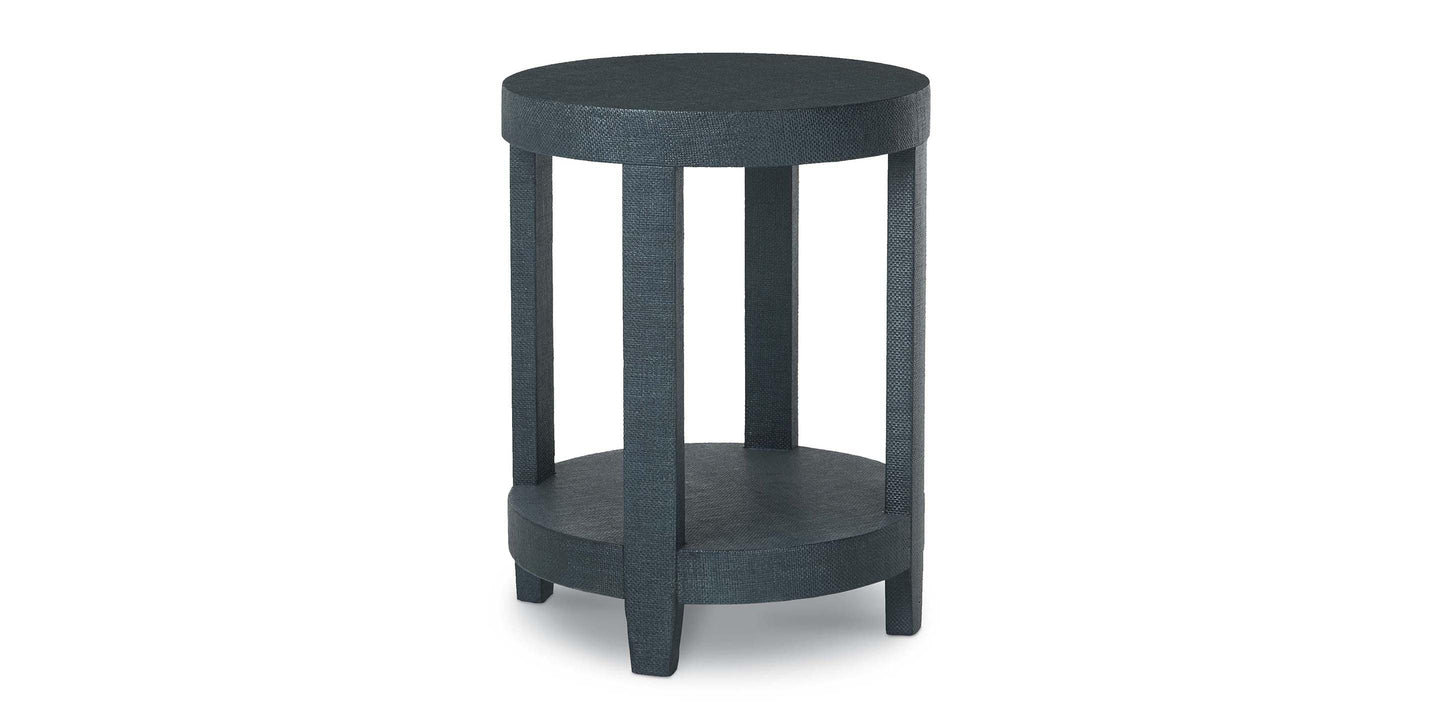 Bassett Ventura Round Lamp Table — Compact Accent Table — Pacific Blue finish
