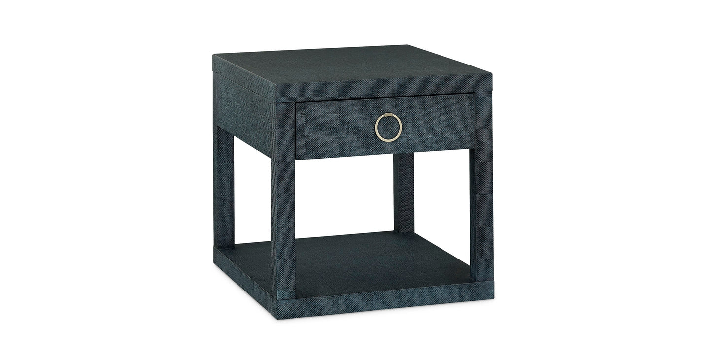 Bassett Ventura End Table — Elm, Two Stocked Finishes — Pacific Blue finish