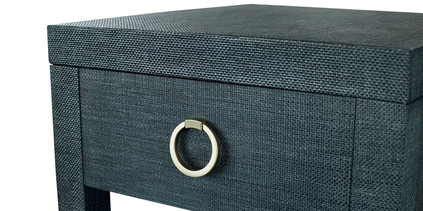 Bassett Ventura End Table — Elm, Two Stocked Finishes — Pacific Blue finish