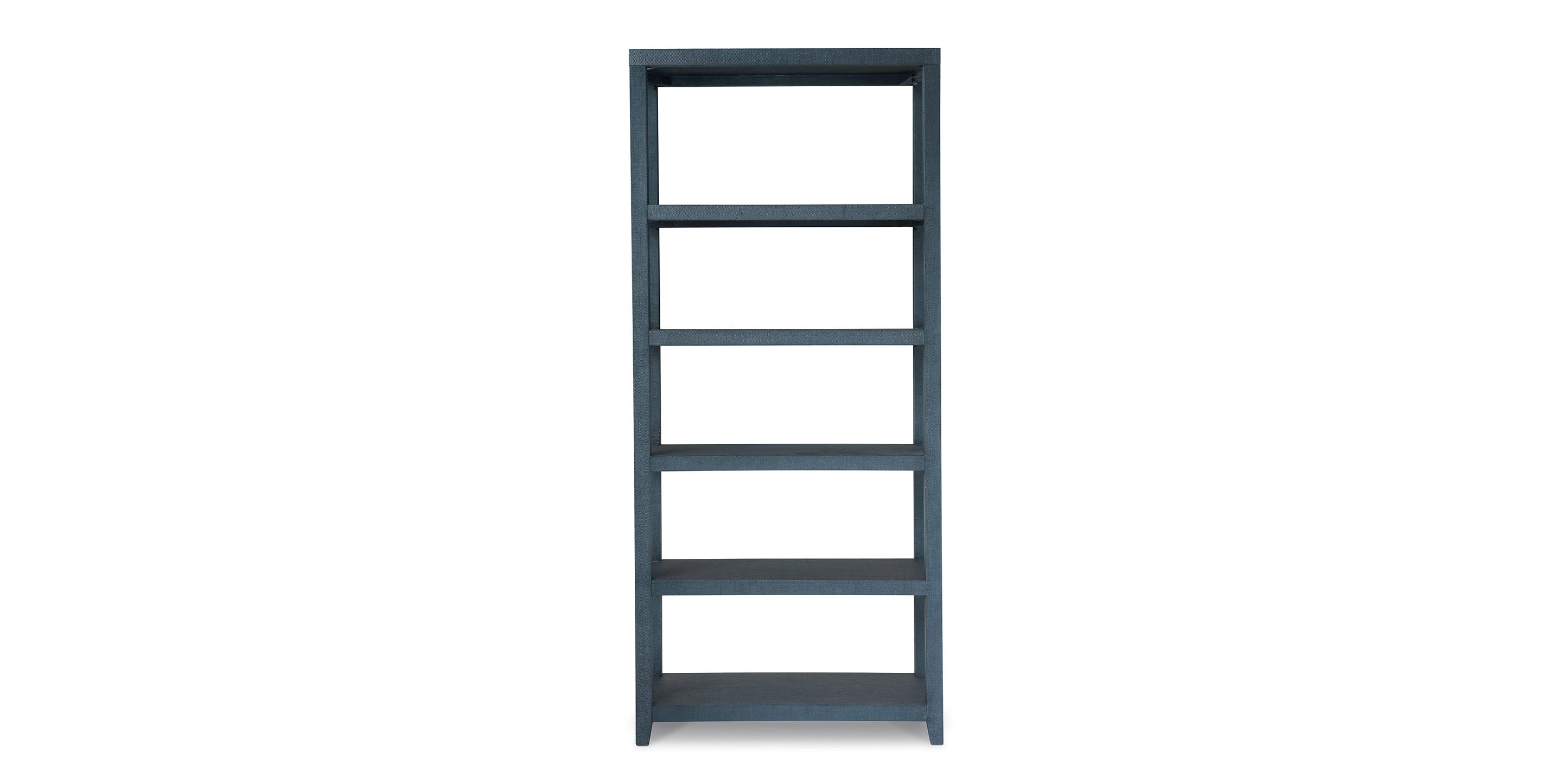 Bassett Ventura Large Etagere — 90-Inch Elm Bookcase — Pacific Blue finish