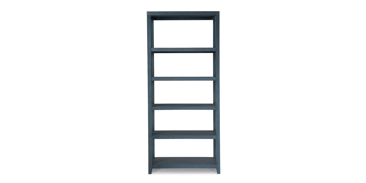 Bassett Ventura Large Etagere — 90-Inch Elm Bookcase — Pacific Blue finish