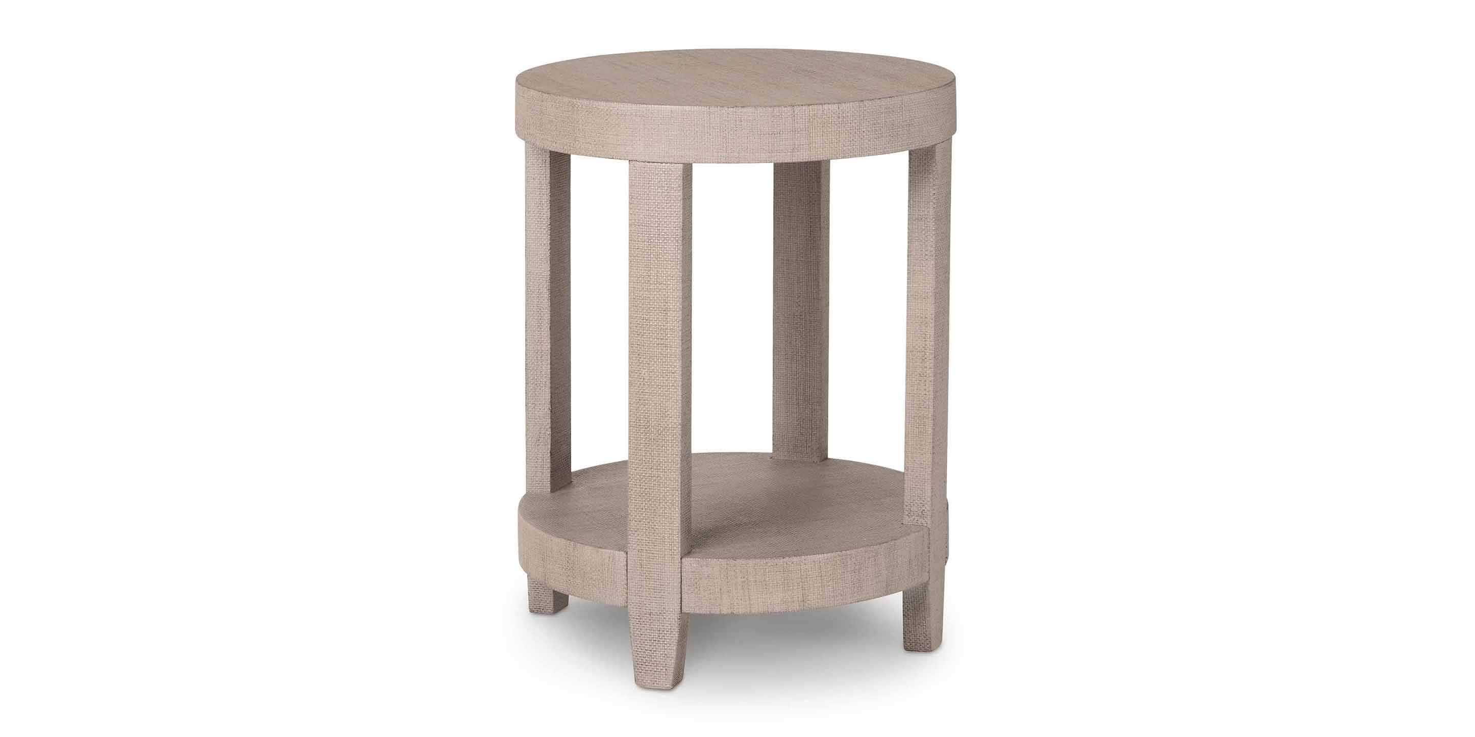 Bassett Ventura Round Lamp Table — Compact Accent Table — Sand Grey finish