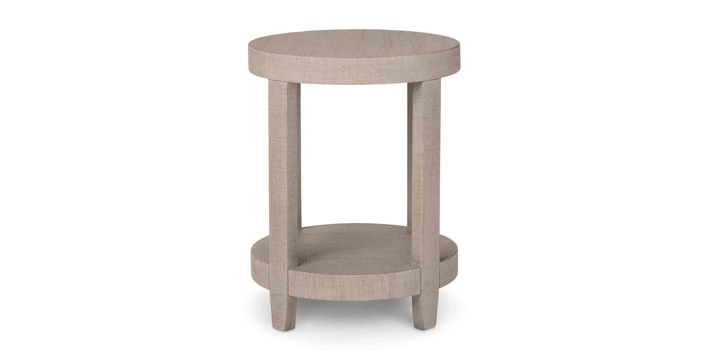 Bassett Ventura Round Lamp Table — Compact Accent Table — Sand Grey finish