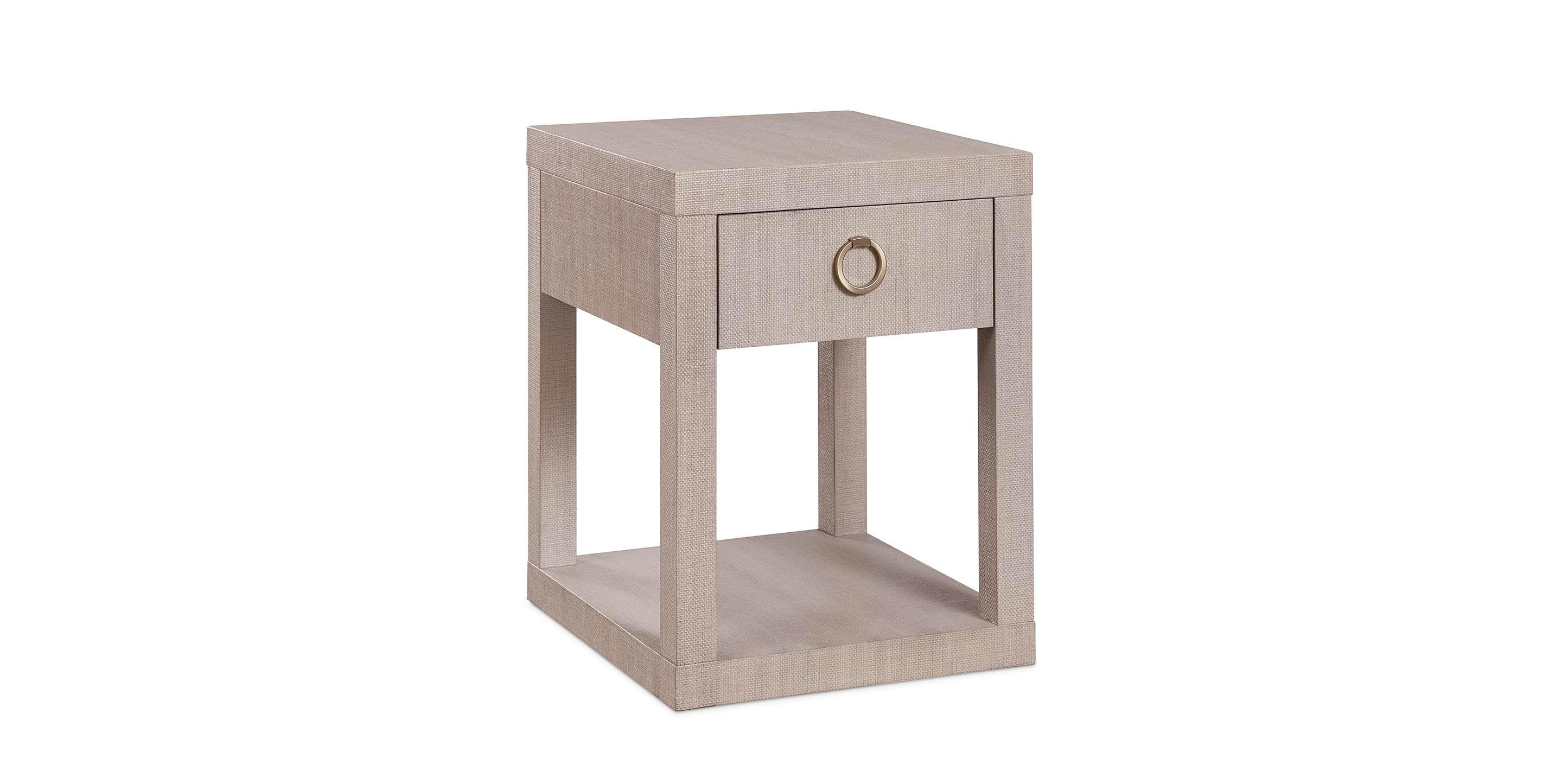 Bassett Ventura Chairside Table — Elm, Made in the USA — Sand Grey finish