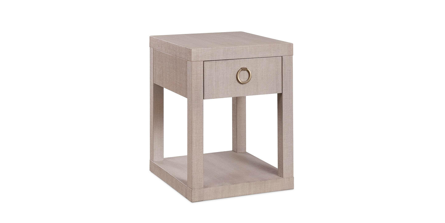 Bassett Ventura Chairside Table — Elm, Made in the USA — Sand Grey finish