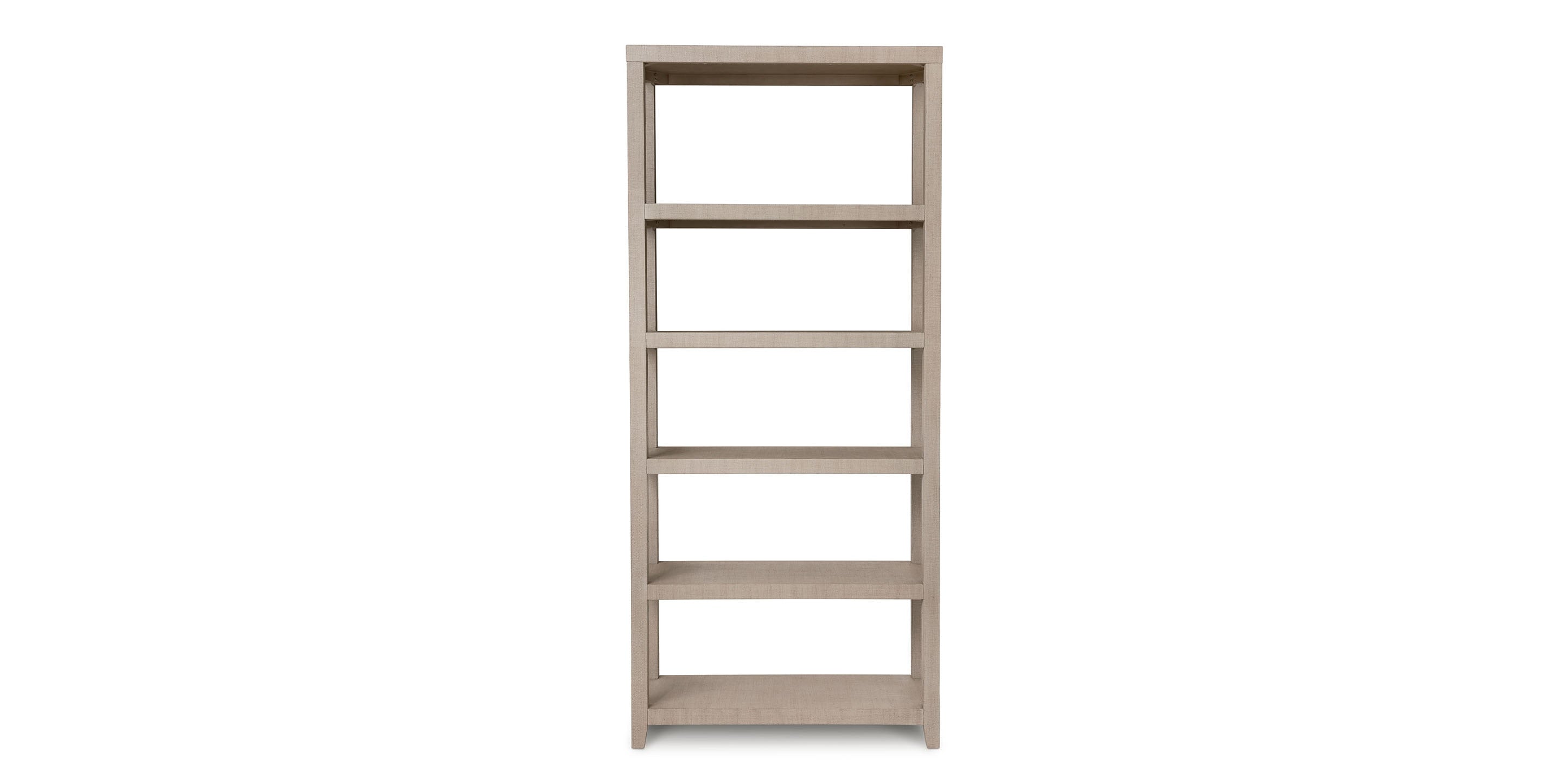 Bassett Ventura Large Etagere — 90-Inch Elm Bookcase — Sand Grey finish