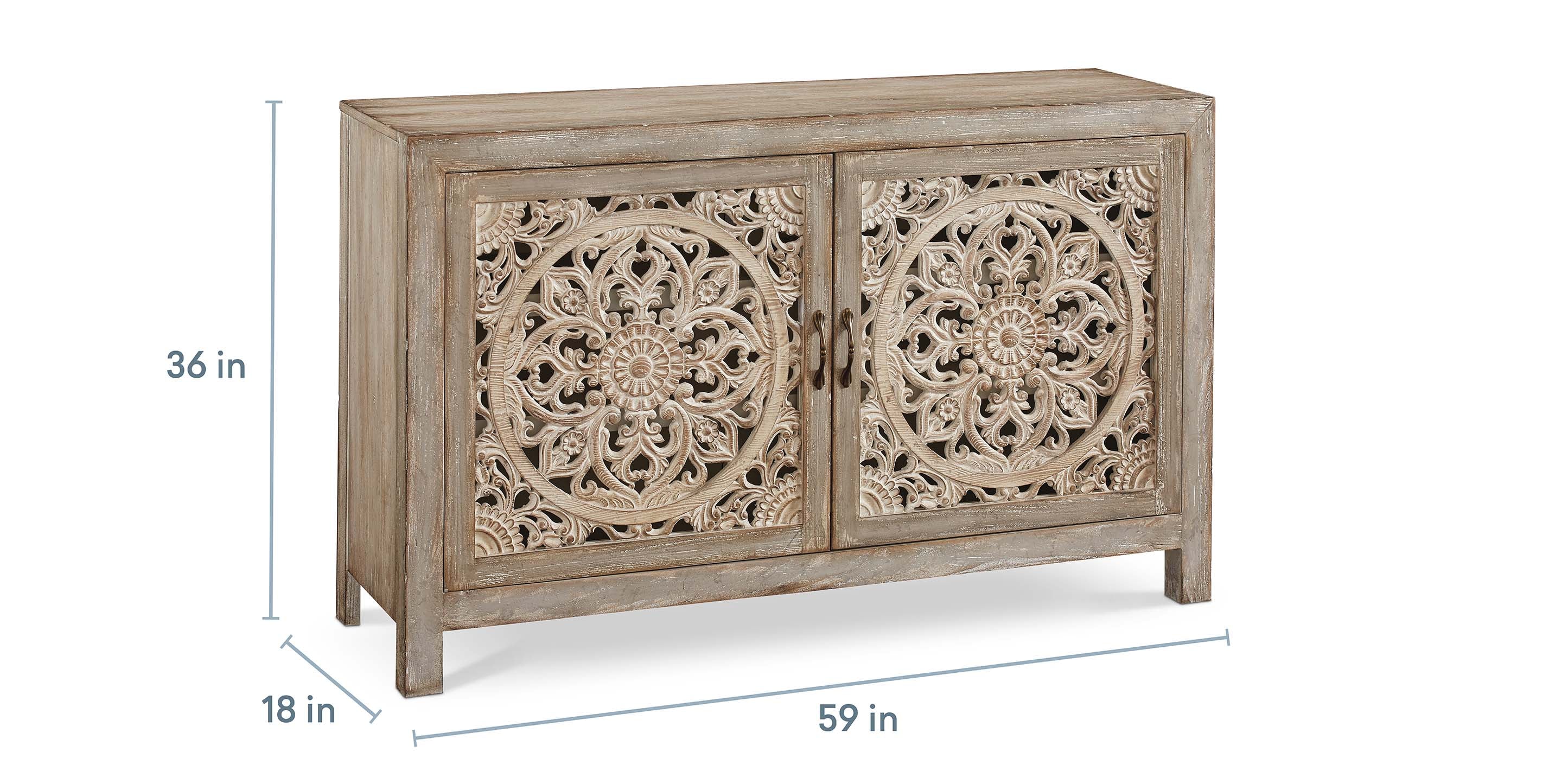 Bassett Tahiti Fusion Two Door Cabinet — Storage, Made in the USA — dimensions