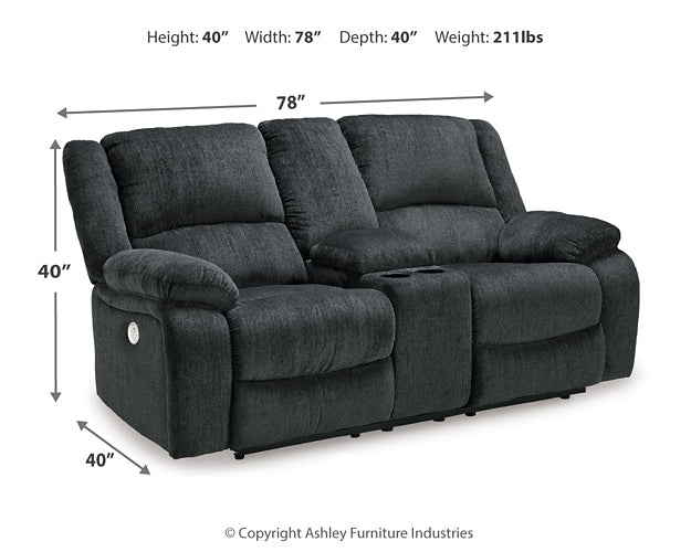 Draycoll Power Reclining Loveseat with Console