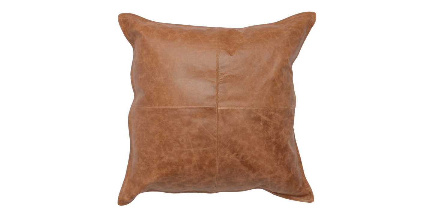 Dumont Leather Chestnut Square Pillow Cover + Insert Bassett Home Decor