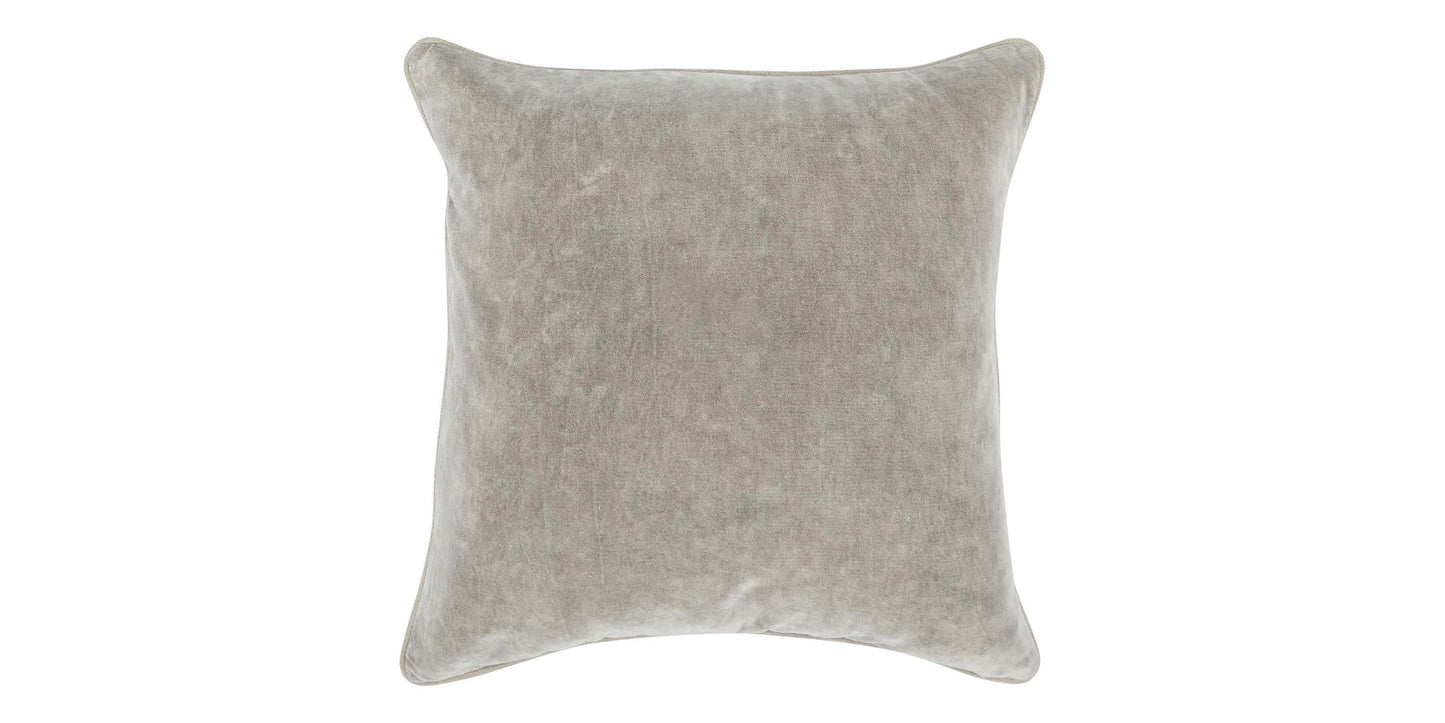 Heirloom Velvet Silver 22" x 22" Square Pillow Cover + Insert Bassett