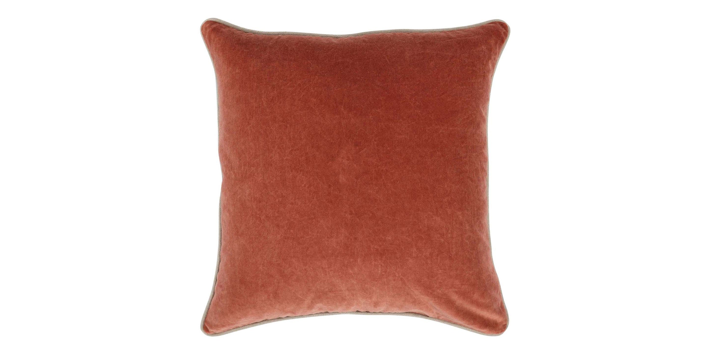 Heirloom Velvet Terra Cotta 22" x 22" Square Pillow Cover + Insert Bassett Home Decor