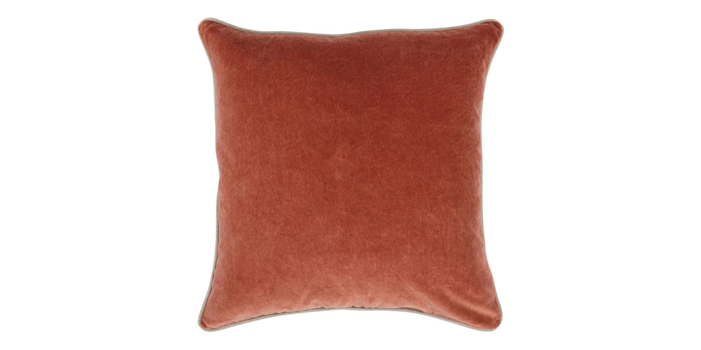 Heirloom Velvet Terra Cotta 22" x 22" Square Pillow Cover + Insert Bassett Home Decor