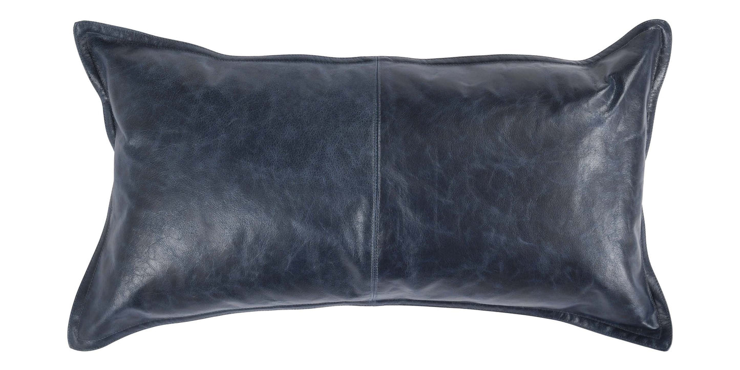 Dupont Leather Naval Night Blue Lumbar Pillow Cover Bassett Home Decor