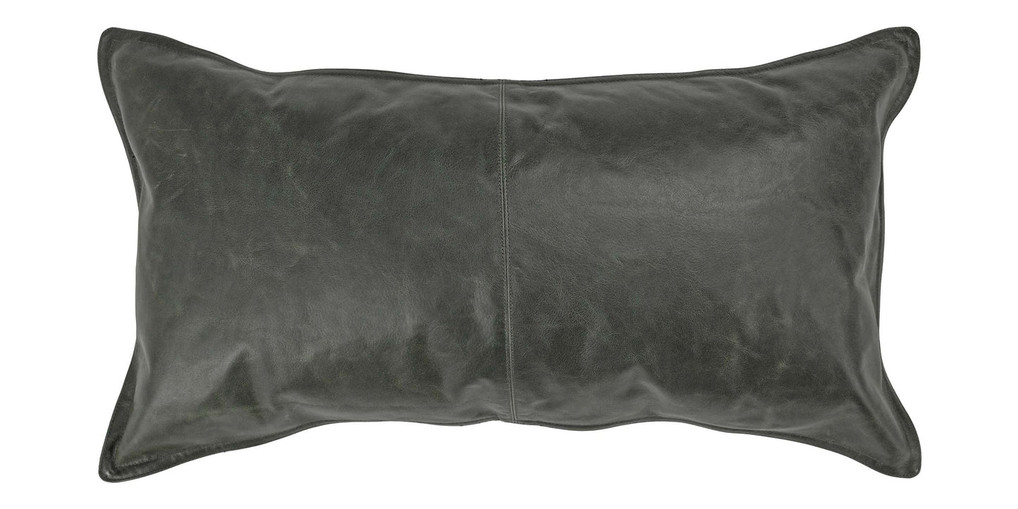 Dupont Leather Acre Forest Green Lumbar Pillow Cover Bassett Home Decor