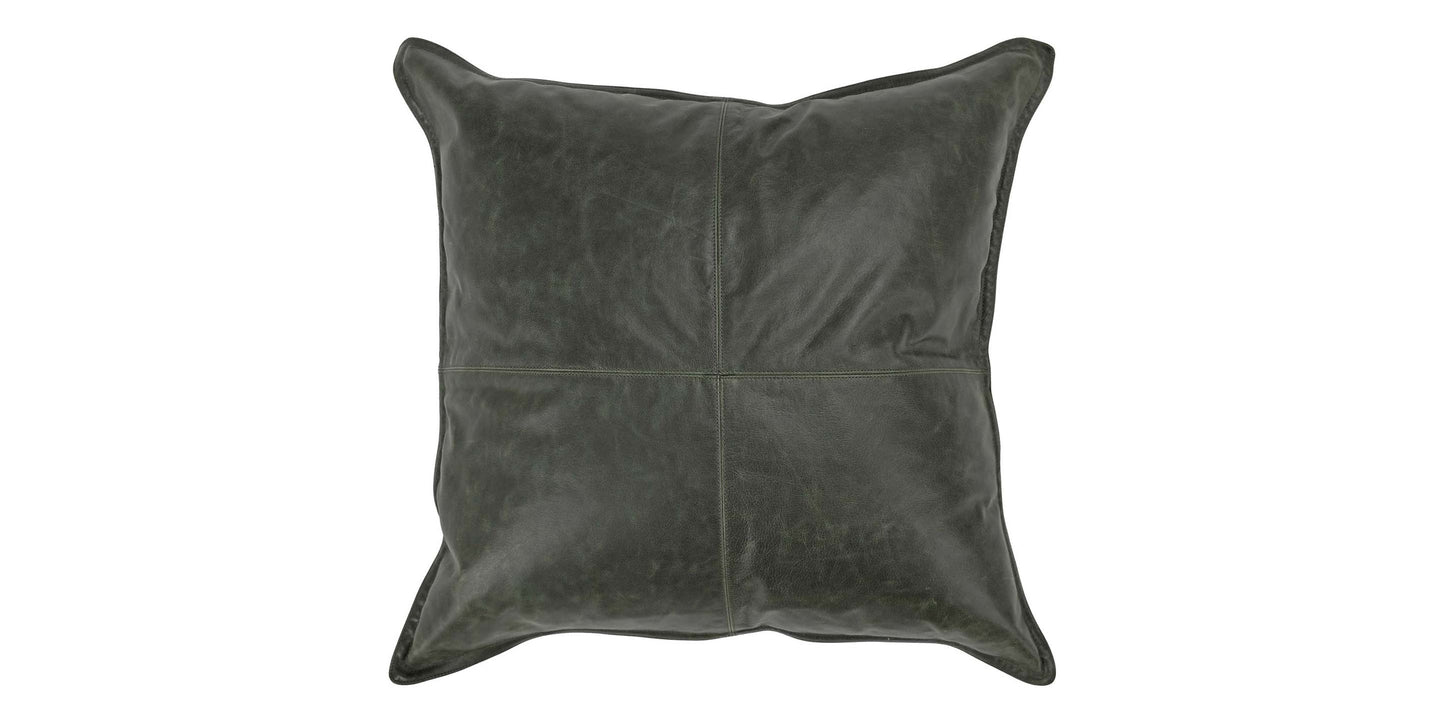 Dumont Leather Acre Forest Green Square Pillow Cover + Insert Bassett Home Decor