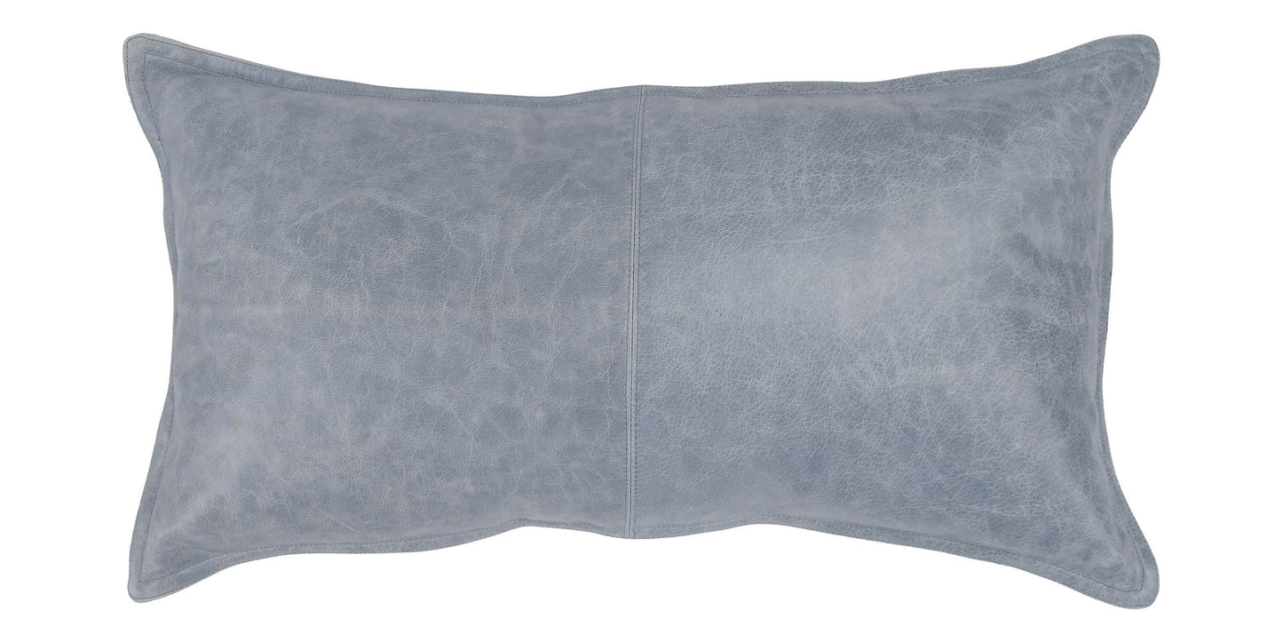 Dupont Leather Sea Fog Blue Lumbar Pillow Cover + Insert Bassett Home Decor