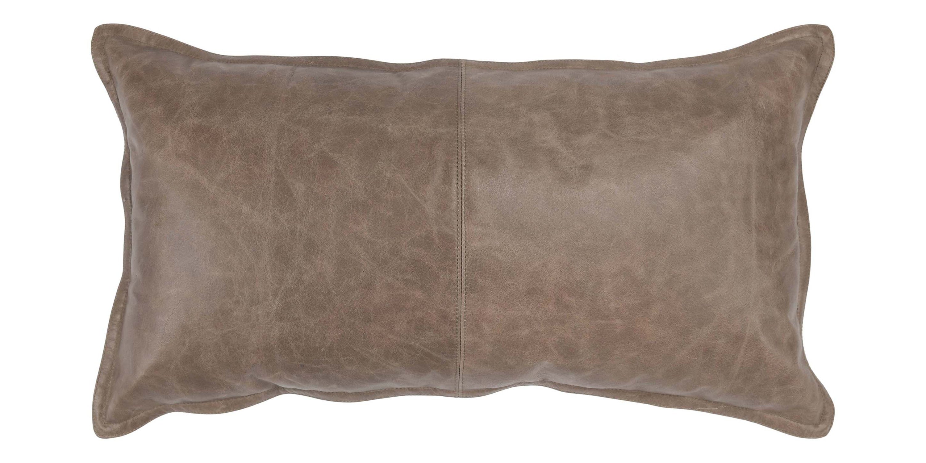 Dupont Leather Sandstorm Taupe Lumbar Pillow Cover Bassett Home Decor