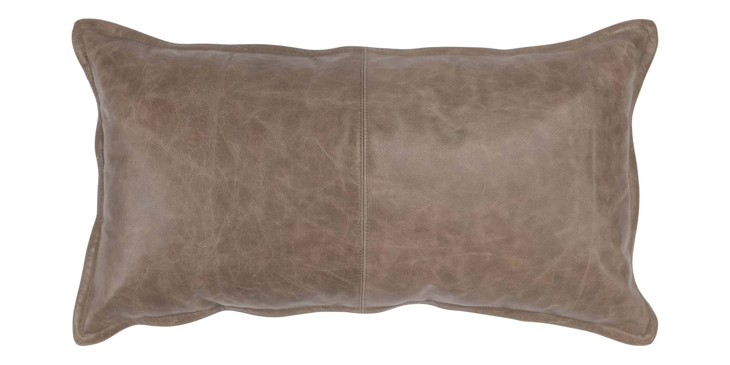 Dupont Leather Sandstorm Taupe Lumbar Pillow Cover Bassett Home Decor