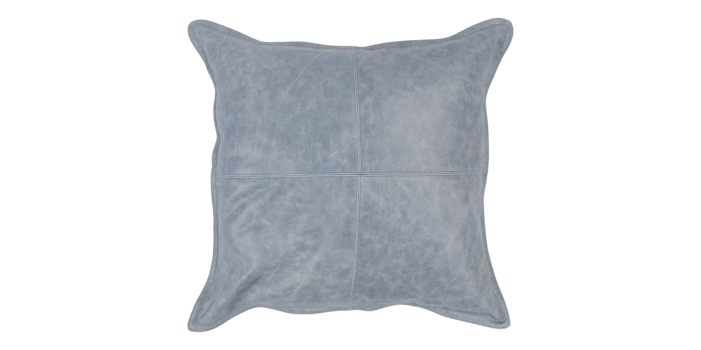 Dumont Leather Sea Fog Blue Square Pillow Cover + Insert Bassett Home Decor