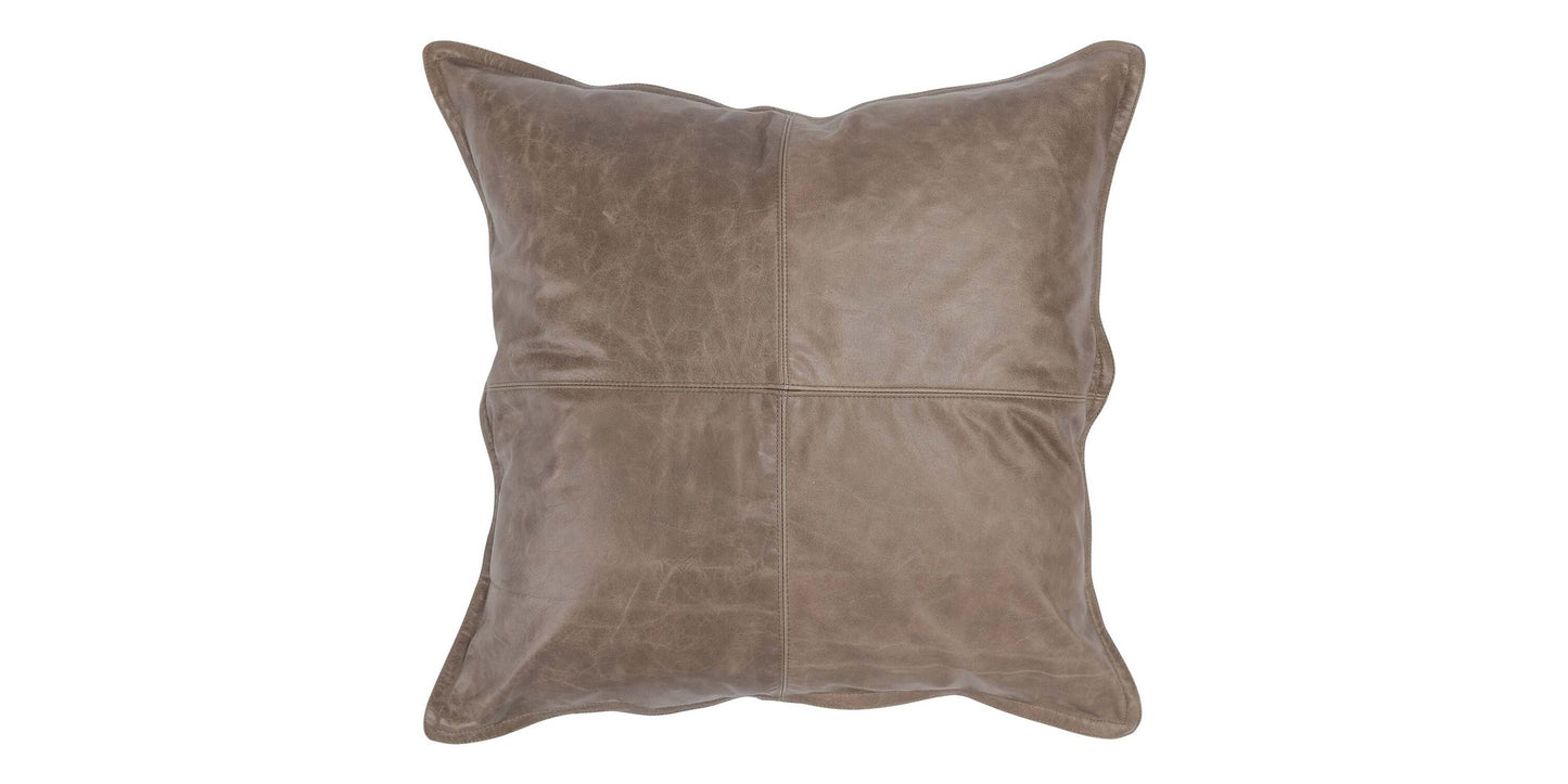 Dumont Leather Sandstorm Taupe Square Pillow Cover + Insert Bassett