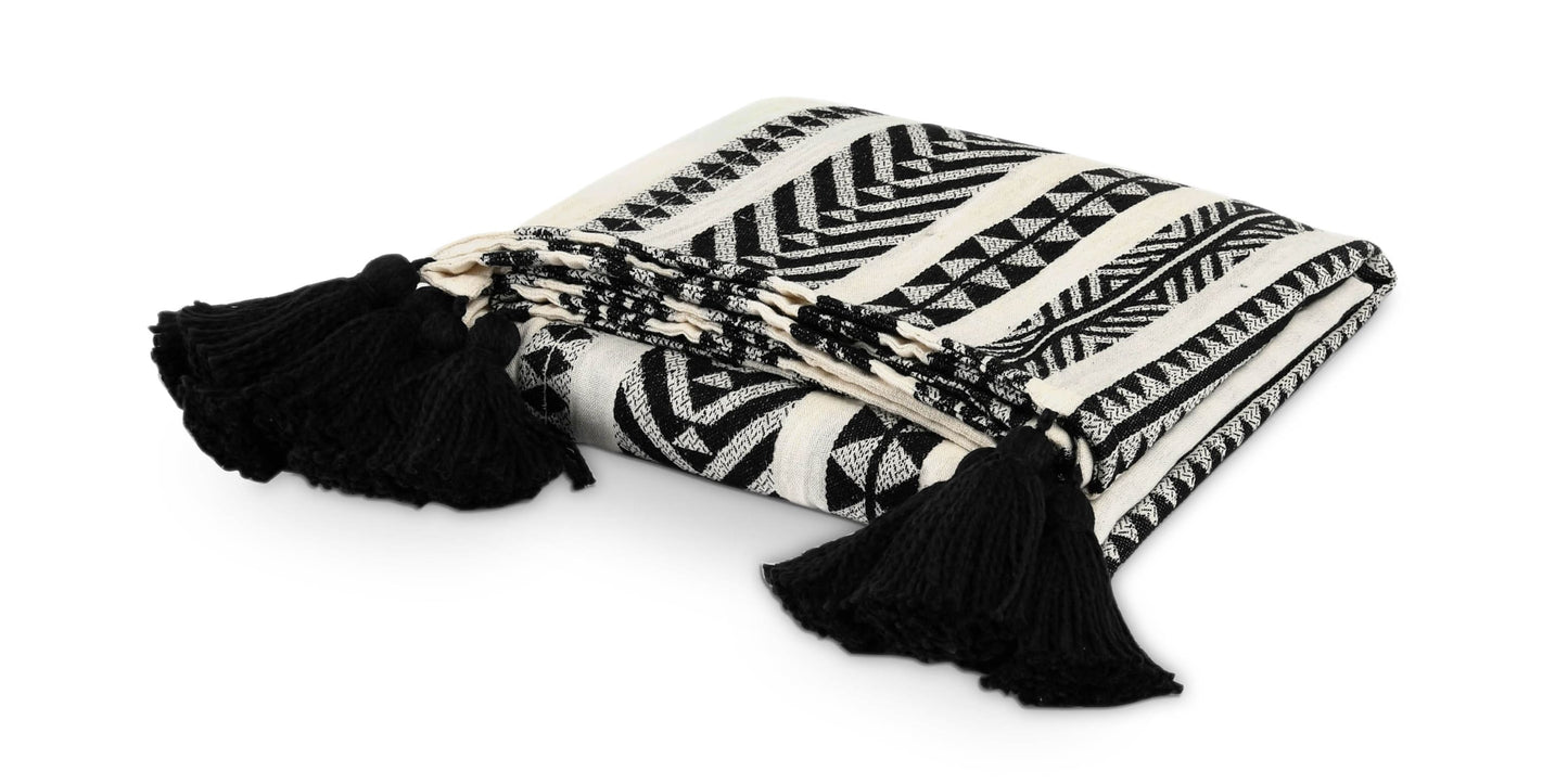 Endora Black Ivory Throw