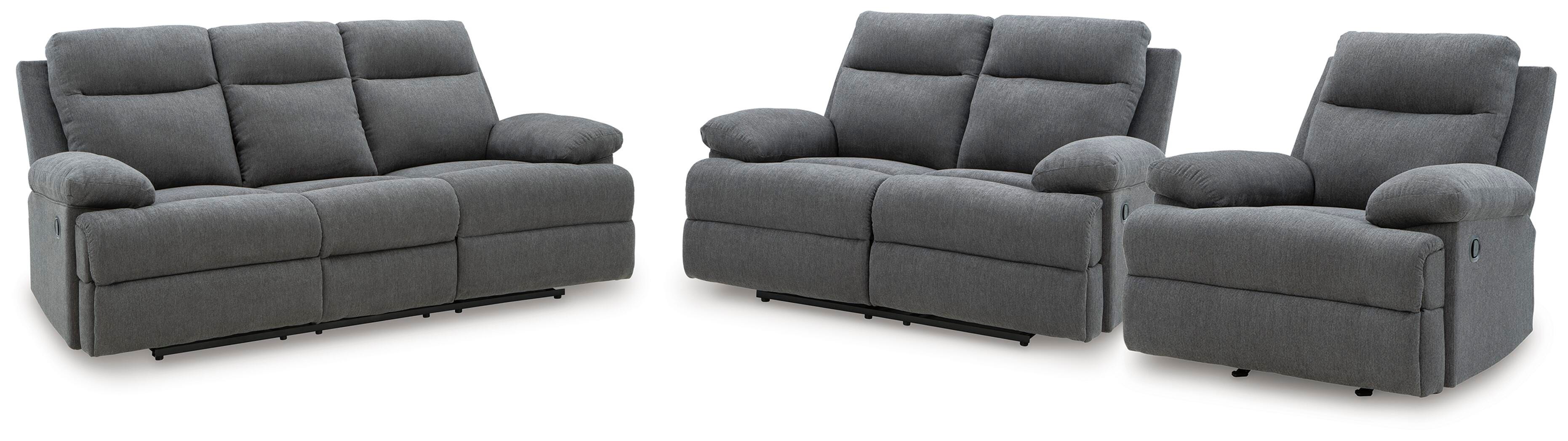 Side-Swipe Reclining Sofa with Drop-Down Table, Loveseat and Recliner Signature Design by Ashley® Living Room