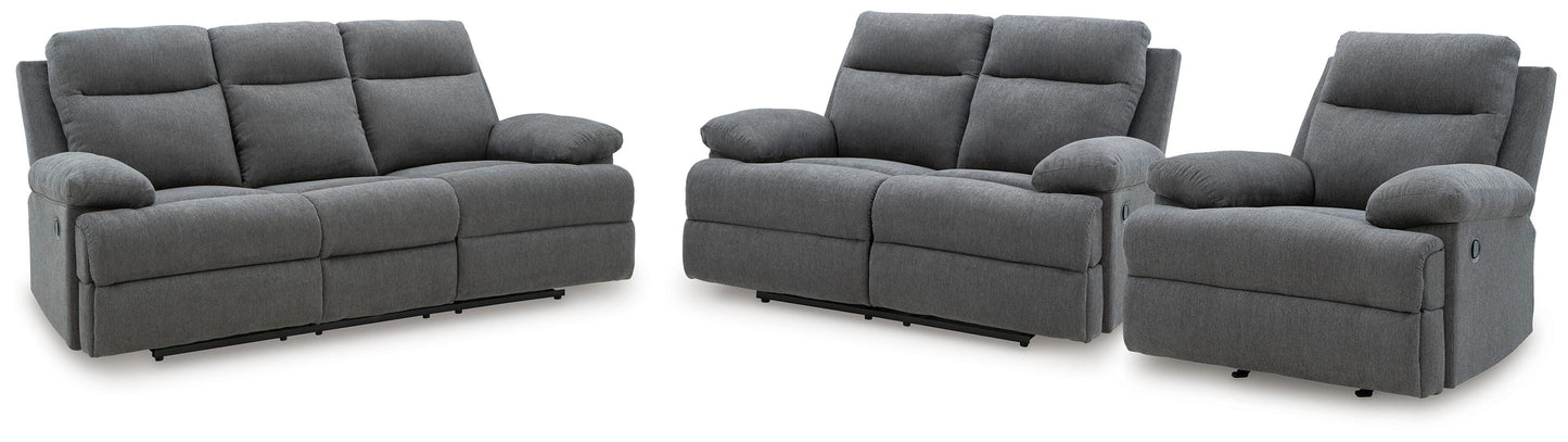 Side-Swipe Reclining Sofa with Drop-Down Table, Loveseat and Recliner Signature Design by Ashley® Living Room