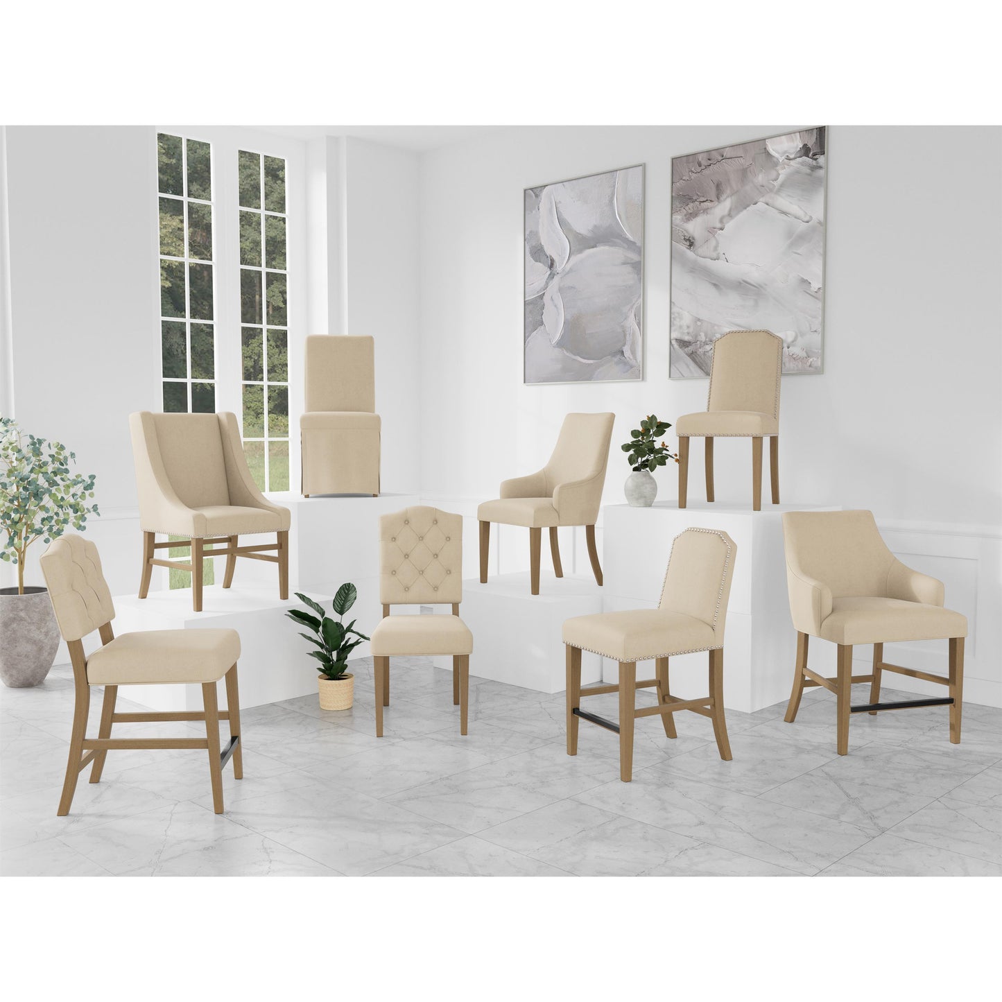 Mix-n-match Chairs Buton Tuft Uph Stl 2in-iv