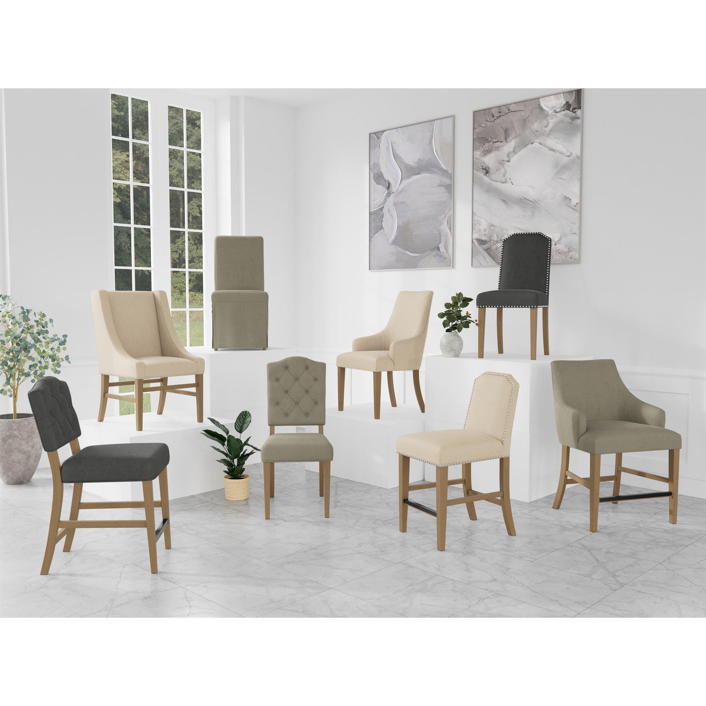 Mix-n-match Chairs Buton Tuft Uph Stl 2in-sl