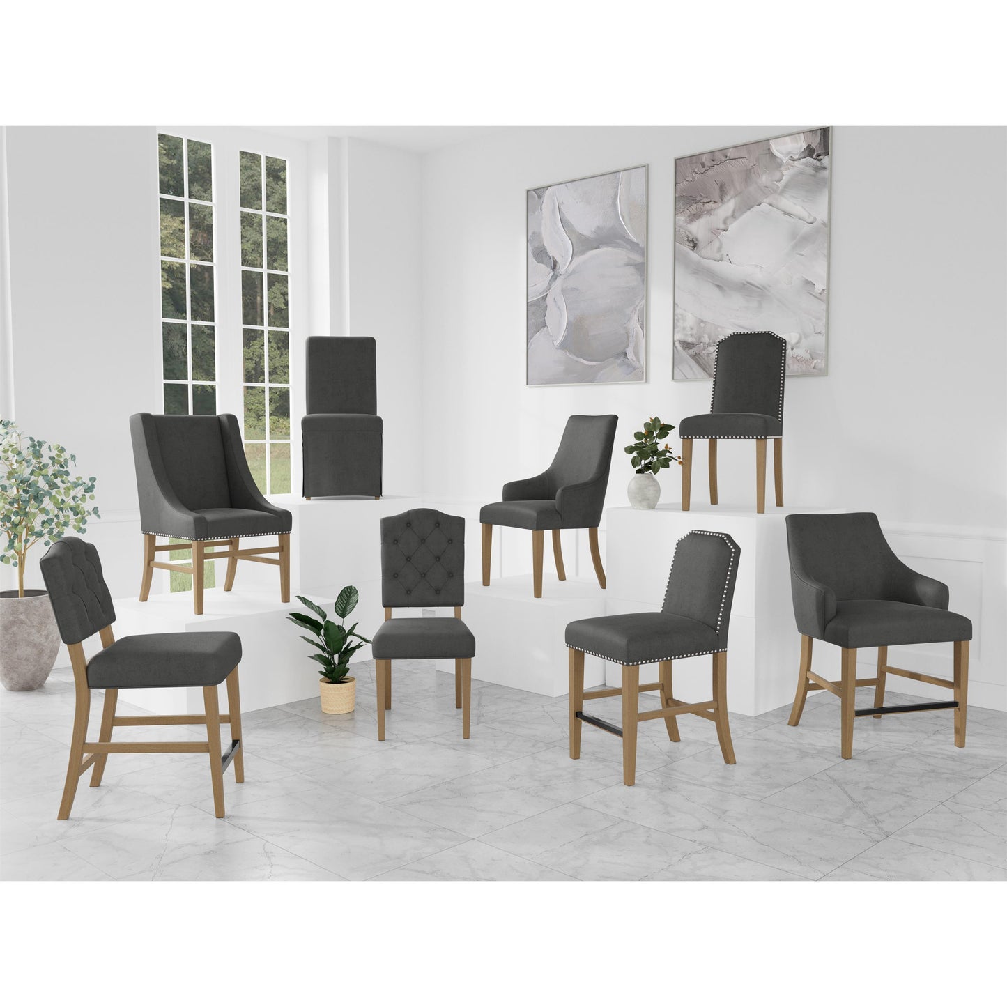 Mix-n-match Chairs Buton Tuft Uph Stl 2in-sl
