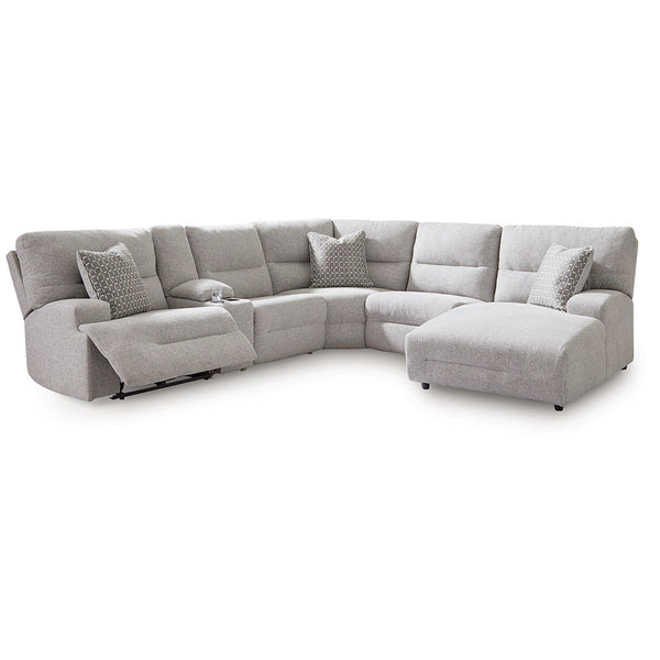 Power Reclining Sectional Sofa - 6-Piece with Chaise Pewter
