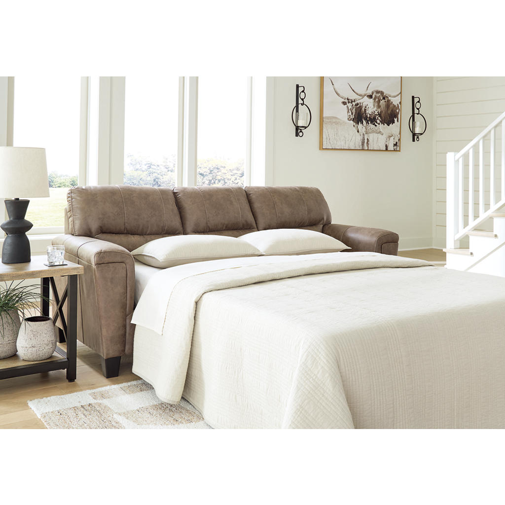 Navi Queen Sofa Sleeper — Fossil Faux Leather Signature Design by Ashley® Living Room
