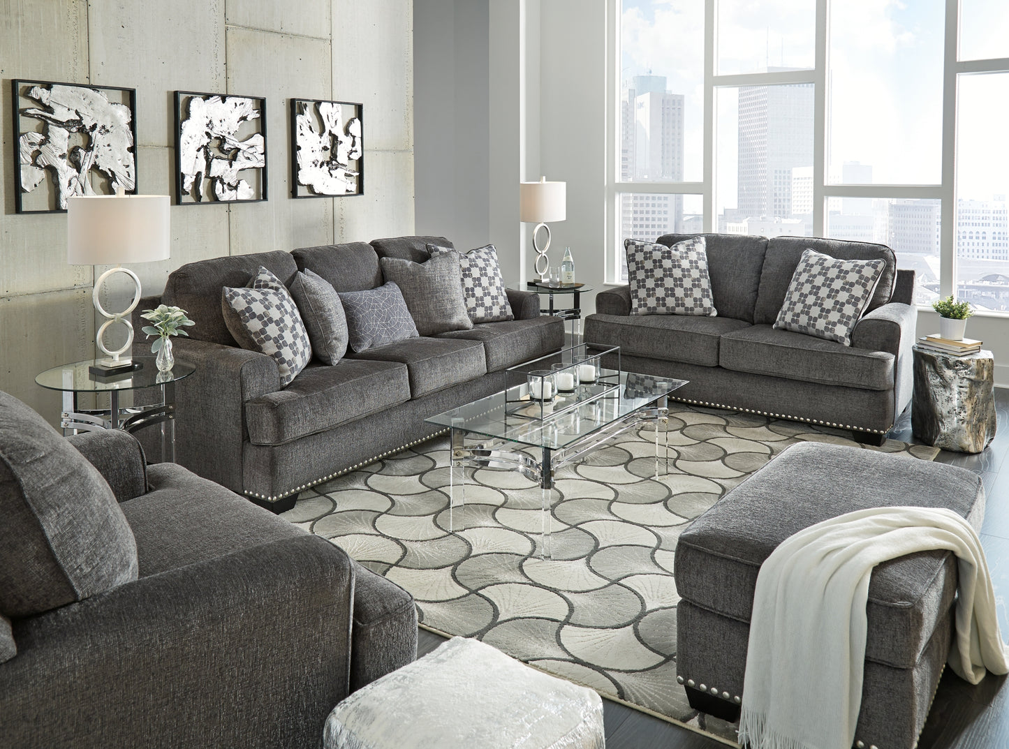 Locklin Sofa, Loveseat, Chair, and Ottoman