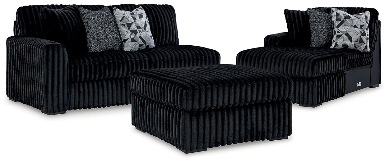 Midnight-Madness 2-Piece Sectional and Oversized Accent Ottoman
