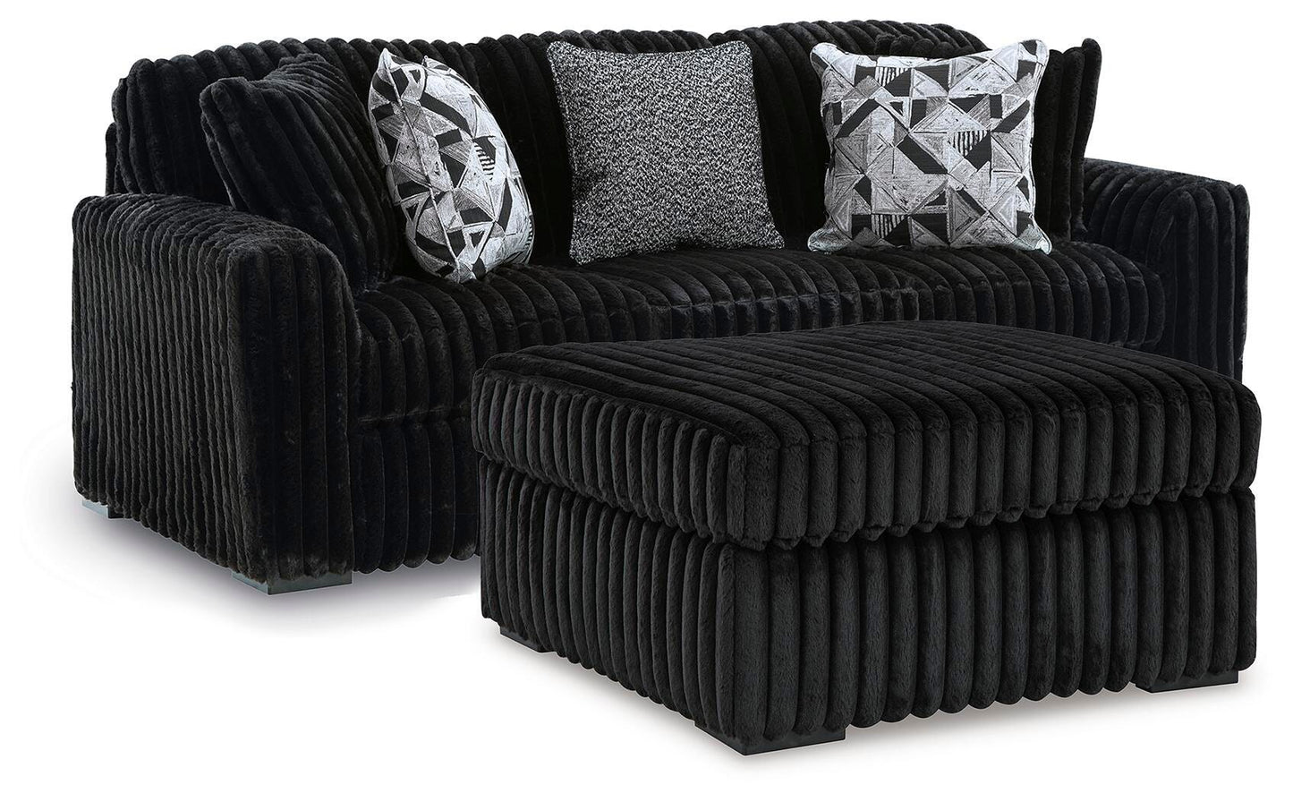 Midnight-Madness Sofa and Oversized Ottoman