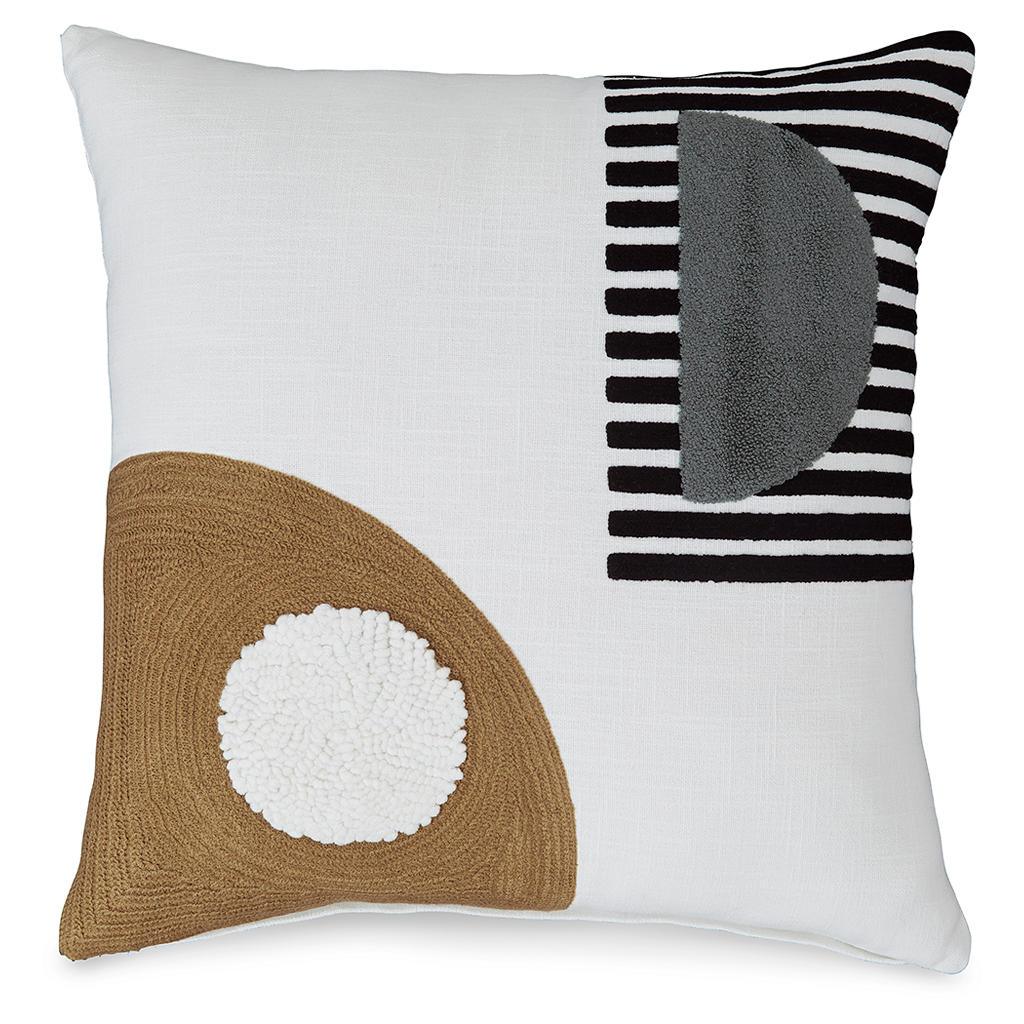 Longsum Pillow Set of 4 — Embroidered Black, White and Honey Signature Design by Ashley® Accent Pillows