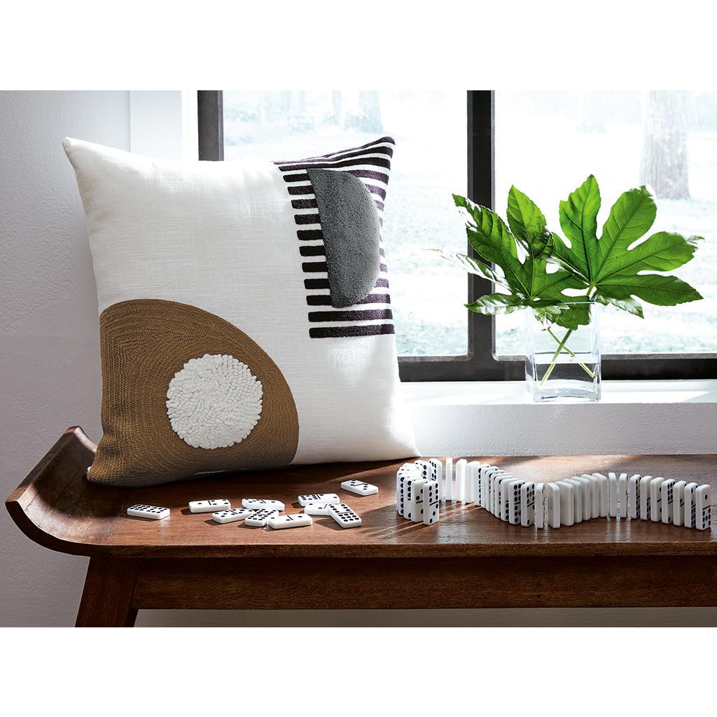 Longsum Pillow Set of 4 — Embroidered Black, White and Honey Signature Design by Ashley® Accent Pillows