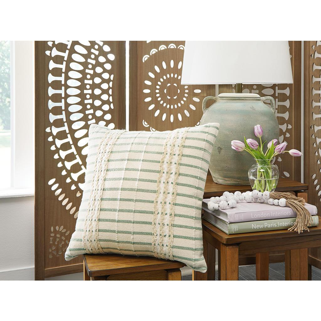 Rowton Pillows — Handwoven White and Green, Set of 4 Signature Design by Ashley® Accent Pillows