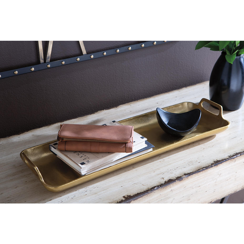 Posy Tray — Goldtone Cast Aluminum Signature Design by Ashley® Home Accents