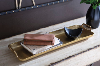 Posy Tray — Goldtone Cast Aluminum Signature Design by Ashley® Home Accents