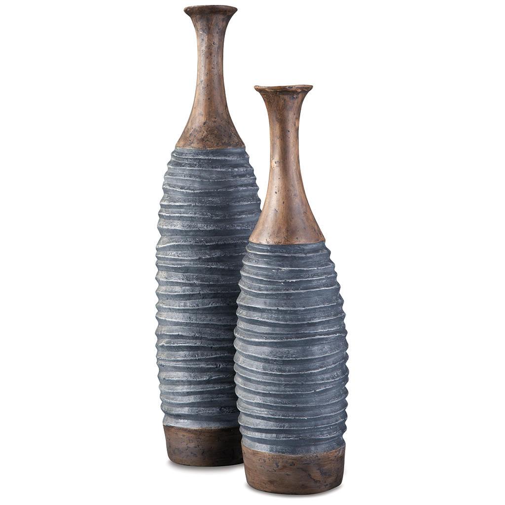 Blayze Vase Set of 2 — Tall Gray and Brown, 32 Inches Signature Design by Ashley® Home Accents