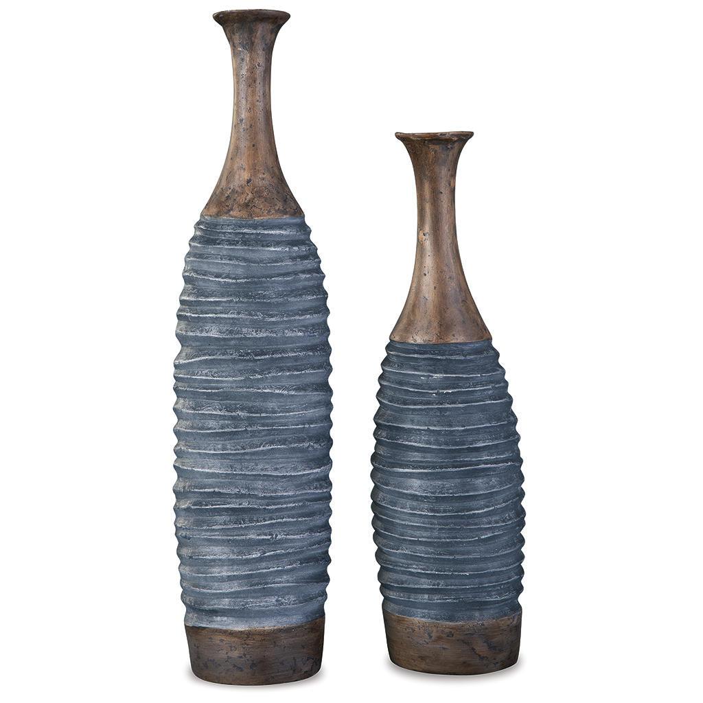 Blayze Vase Set of 2 — Tall Gray and Brown, 32 Inches Signature Design by Ashley® Home Accents