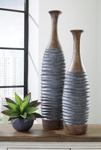 Blayze Vase Set of 2 — Tall Gray and Brown, 32 Inches Signature Design by Ashley® Home Accents