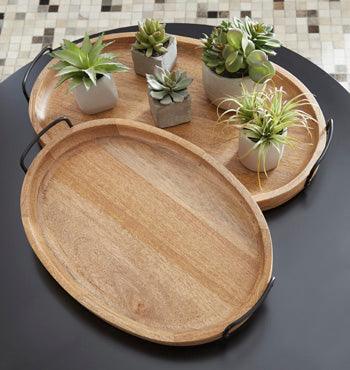 Jocelyne Tray Set of 2 — Brown/Black Signature Design by Ashley® Home Accents